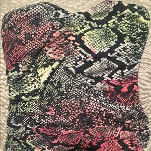 Rare!  fox Strapless multicolored snakeskin.